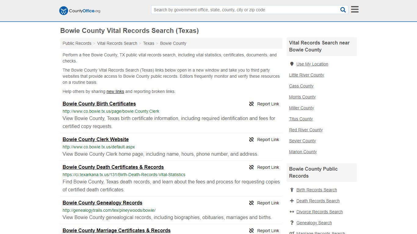 Vital Records Search - Bowie County, TX (Birth, Death, Marriage ...